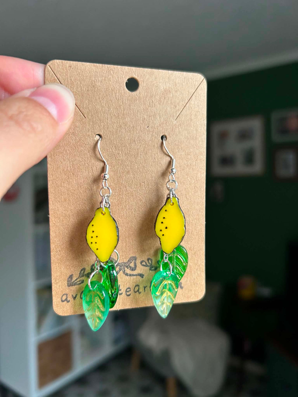 Lemon and leaf earrings