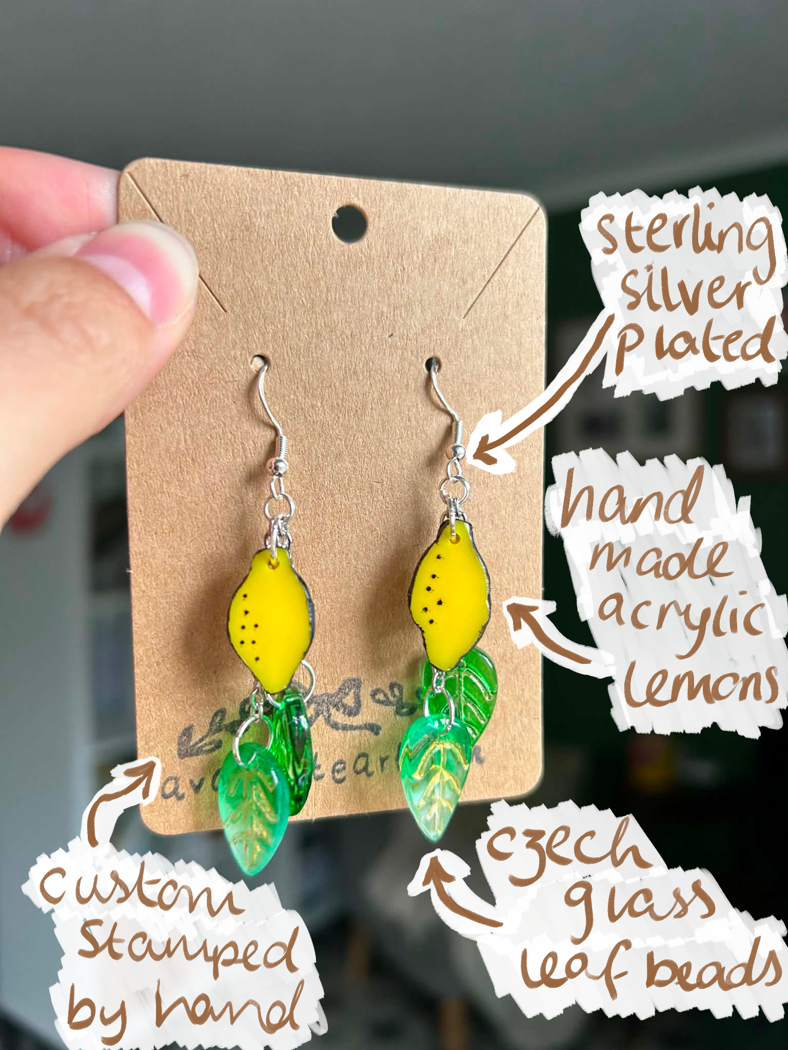 Lemon and leaf earrings